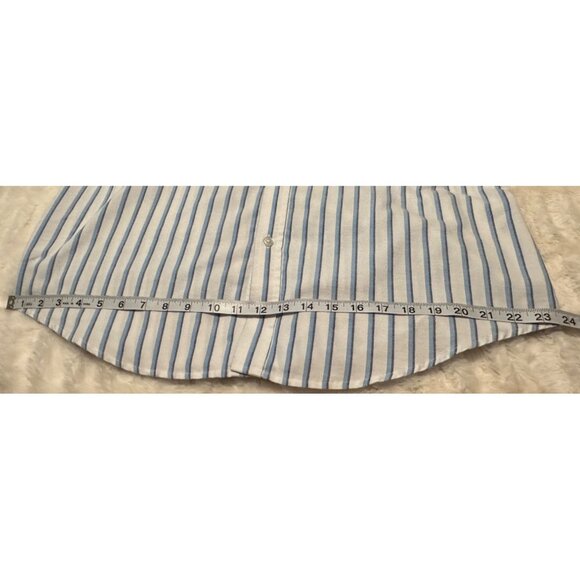 Men's Croft & Barrow Striped Button-Down White Dress Shirt Cotton Blend Size L - Picture 8 of 16